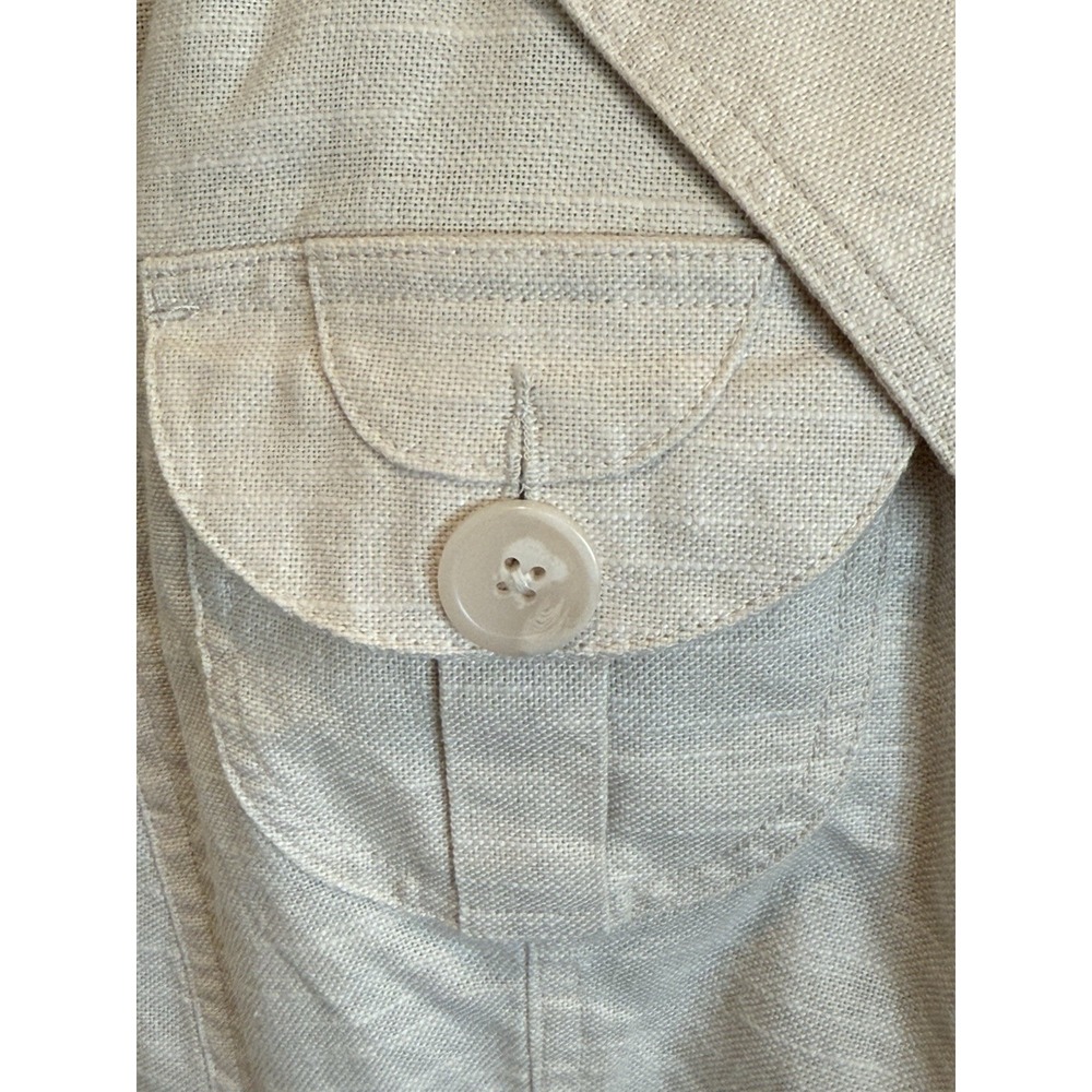 Blazer 20W Beige Linen Lined 3-Button Jacket Decorative Pockets PTP 25" - Picture 4 of 11